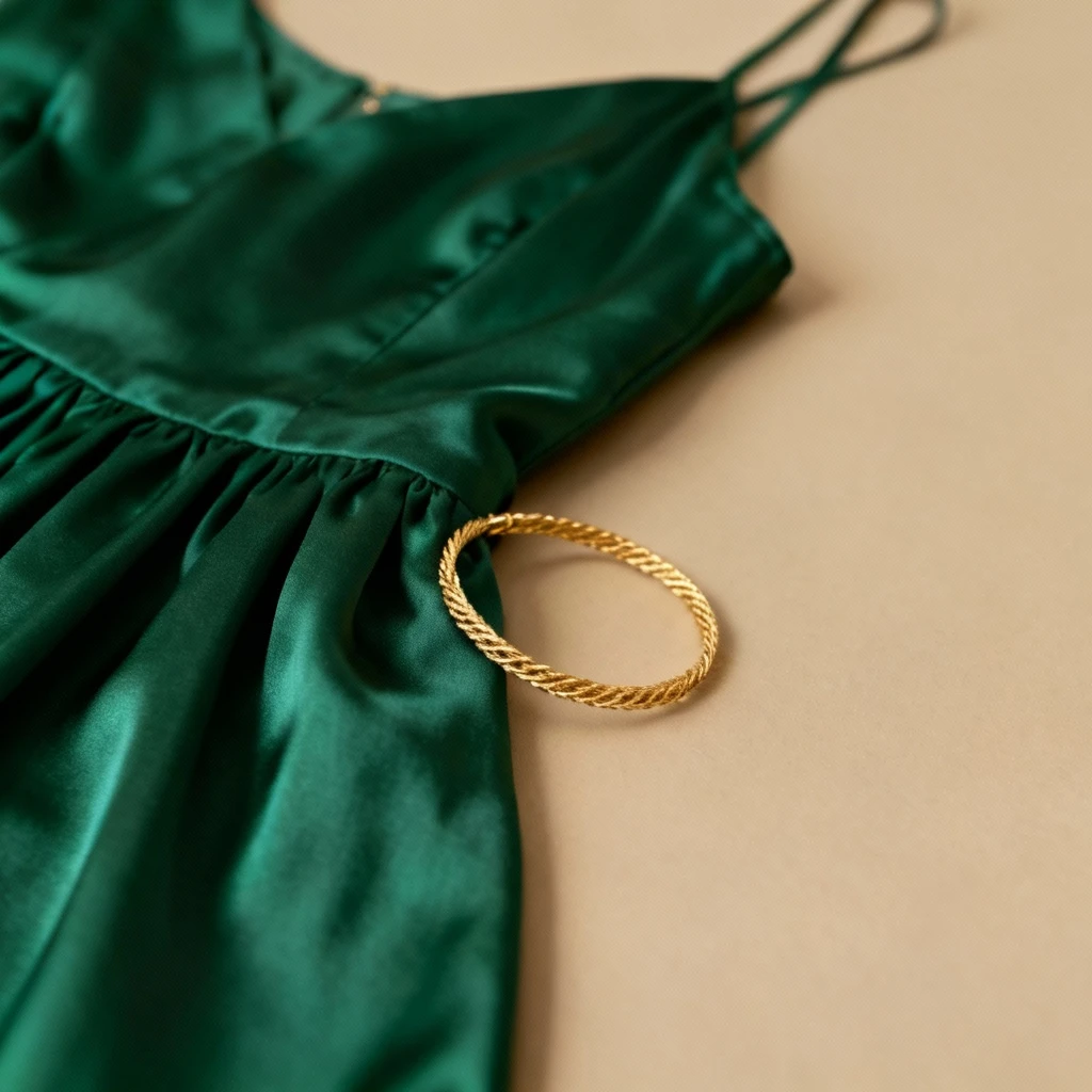 Jakie dodatki pasują do sukienki w kolorze butelkowej zieleni?